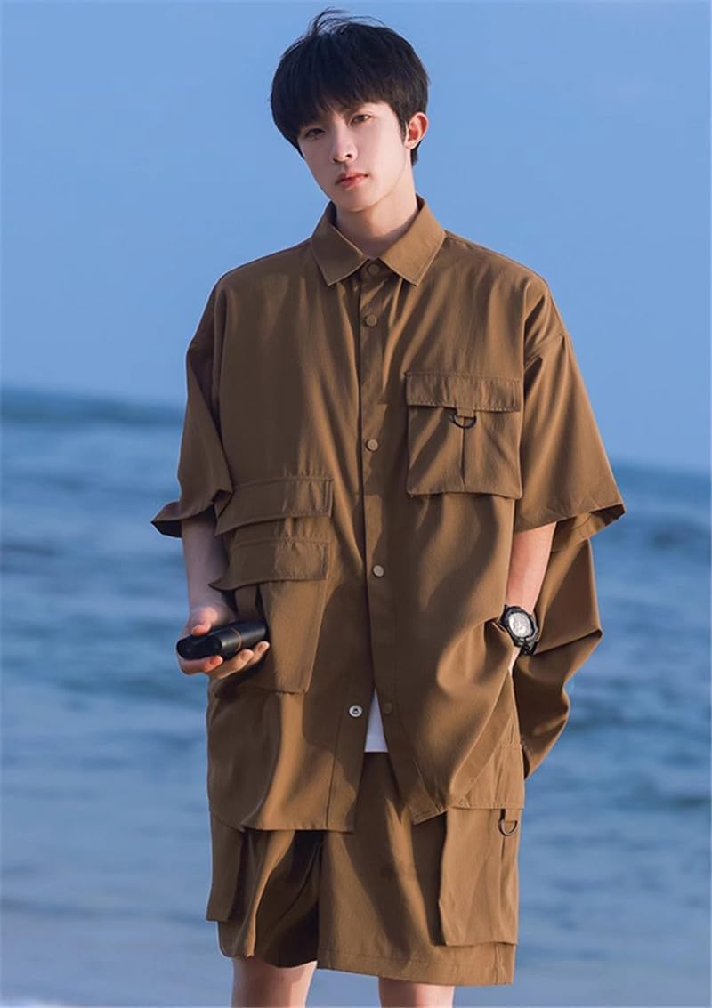 [SURF ZMER] ジャージ メンズ 上下セット カジュアル 夏 大きいサイズ セットアップ ジャンスカ シャツ 高級 半袖 t