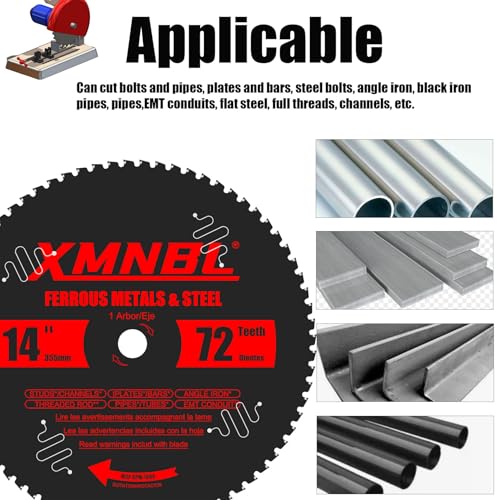 Image of 14 Inch Metal Cutting Saw Blade,Replace for Diablo D1472CF 14 Inch Metal Chop Saw Blade,Compatible with Evolution etc 14 Cutting Saw.72T Carbide Saw Blade.Steel Cutting Saw Blade.Longer Life 5X