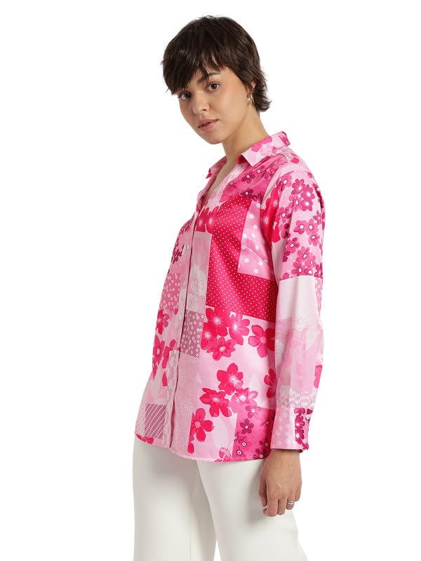 Image of FableStreet Women Shirts | Comfort Fit Spread Collar | Premium Satin Fabric for Formal, Business Casual