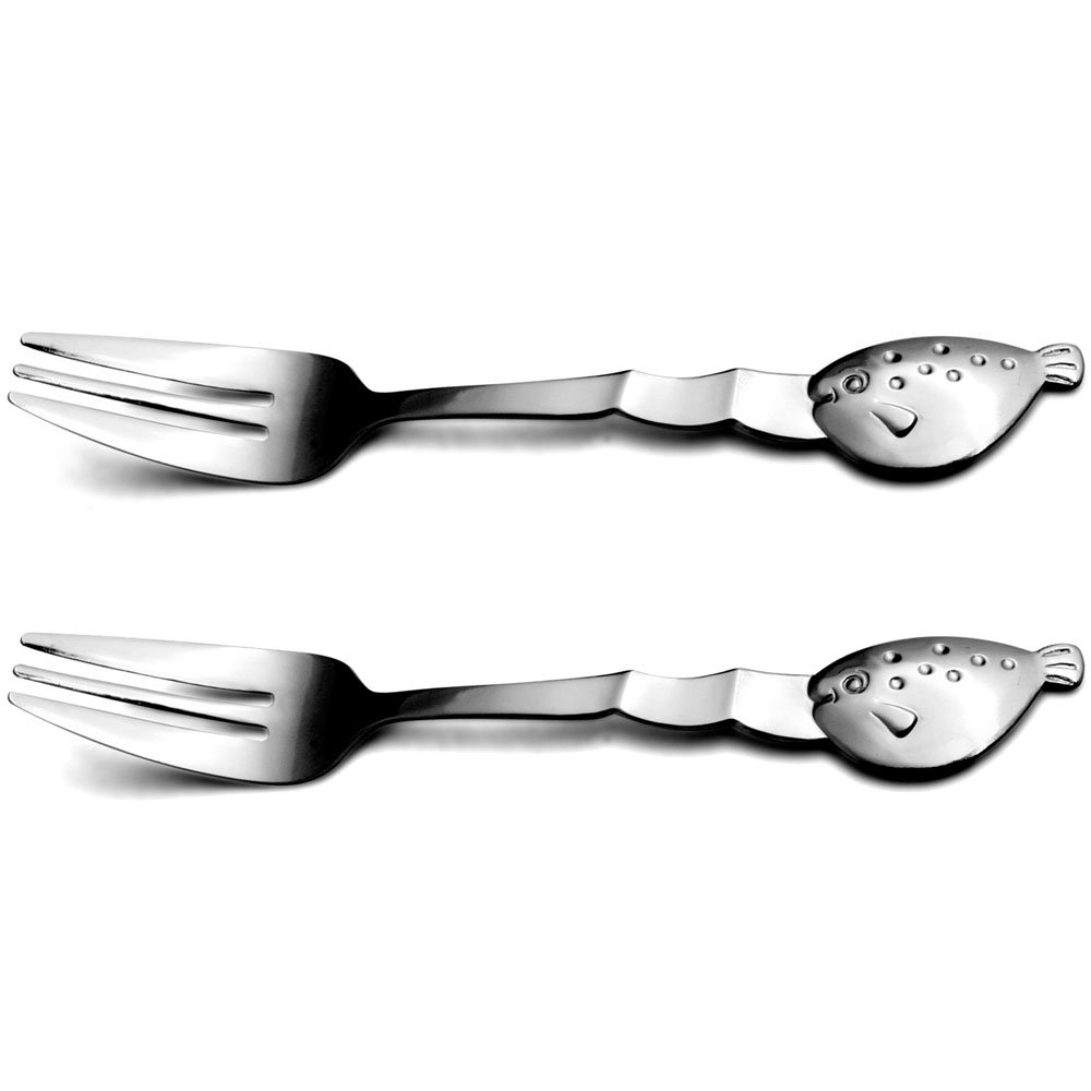 Nagao Petit Marine Wave Stainless Steel Cutlery Puffer Fish Fork 2-Piece Set Made in Japan : Home & Kitchen
