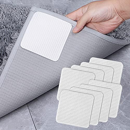FuKuEn Teppich Antirutschunterlage Waschbar Teppichgreifer für Teppiche Vacuum Tech Teppichstopper Antirutschmatte für Hartholzböden rutschfest Teppichstopper 10cmx10cm 8 Stück