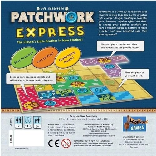 Patchwork Express juego de mesa para 2 jugadores miniatura 6