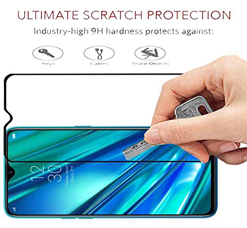 Image of Screen Protector for RealMe Q | Realme X2 (Black) Tempered Glass Edge-to-Edge 6D Screen Guard With Installation Kit