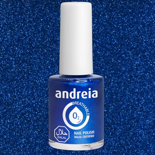 Andreia Halal Breathable Nail Polish - Water Permeable Red Nail Polish - Glossy Halal Nail Polish Vegan and Cruelty-Free - Colour B13 Metallic Blue 10.5 ml - Image 4