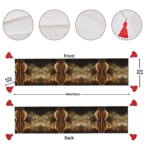 Chemin de table de Noël 152 cm Magic Book nappe Halloween Thanksgiving pompons