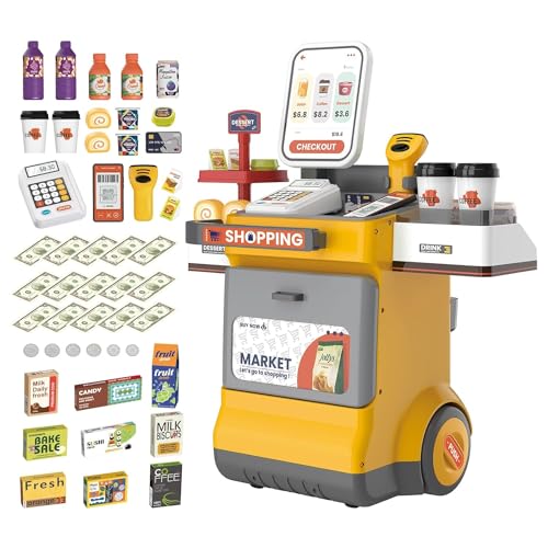 Star Impex Cash Register Playset for Kids | 48PCS Kids Store Supermarket Playset Pretend Play Cash Register Toy with Scanner | Grocery Game Food Set and Play Food Star Impex Cash Register Playset for Kids | 48PCS Kids Store Supermarket Playset Pretend Play Cash Register Toy with Scanner | Grocery Game Food Set and Play Food