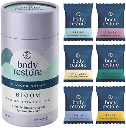 Shower Steamers Aromatherapy - Mothers Day Gifts, Relaxation Birthday Gifts for Women and Men, Stress Relief and Luxury Self Care Gifts for Mom, Shower Bath Bombs - BodyRestore 6 Packs Bloom Tube