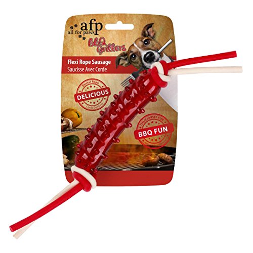 All For Paws 4547 Brinquedo Mordedor Borracha Sausage Bbq Grillers para Cachorro, Vermelho