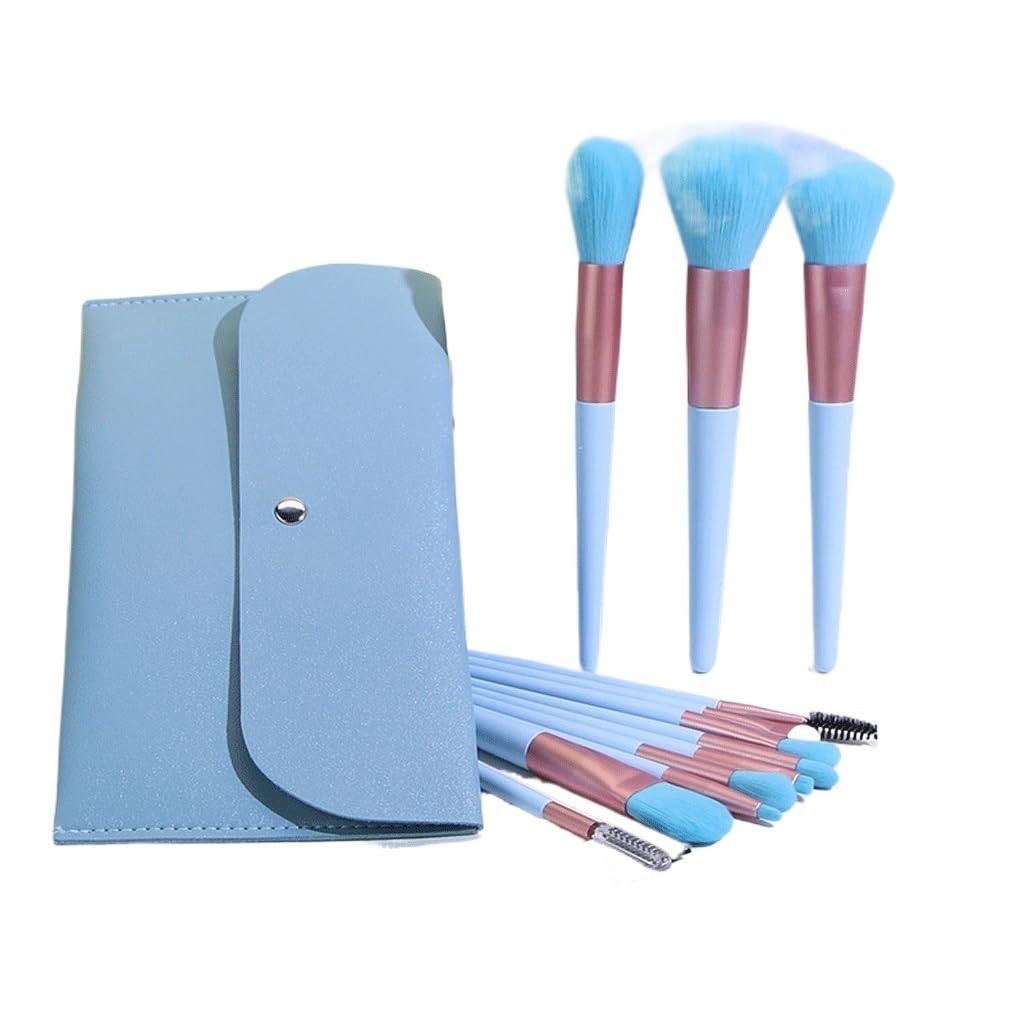 Juego de 12 brochas de Maquillaje, Sombra de Ojos en Polvo, brocha for Colorete en Polvo, Juego Completo de Herramientas de fijación de Maquillaje