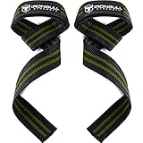 Lifting Straps (1 Pair) - Padded Wrist Support Wraps - for Powerlifting, Bodybuilding, Gym Workout, Strength Training, Deadlifts & Fitness Workout (Black/Green)