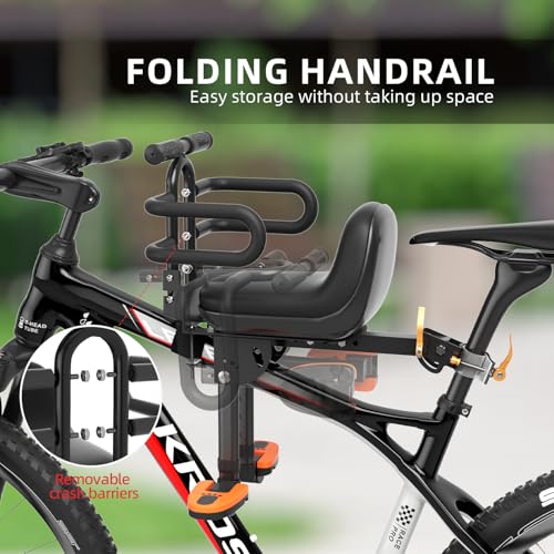image for XIEEIX Front Mounted Child Bike Seat, Kids Bike Seat with Guardrail, H