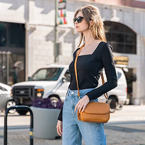 Image of EVVE Small Crossbody Bags for Women Trendy Flap Saddle Purses with Tassel Vegan leather Shoulder bag