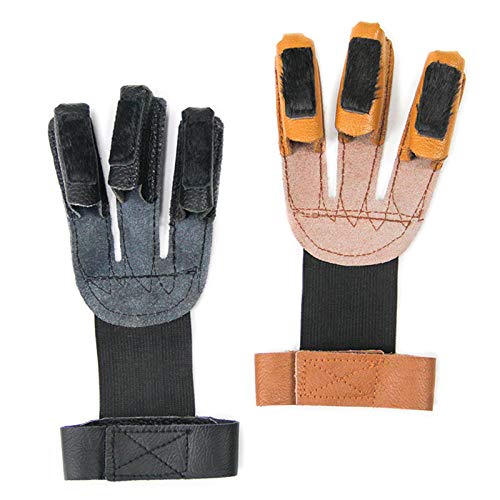 LAIABOR Guantes de Dedo con Arco Guantes de Disparo Tradicional, Pluma Tiro Arco Caza Guantes Proteccin para Hombres Mujeres Jvenes Adultos,Natural