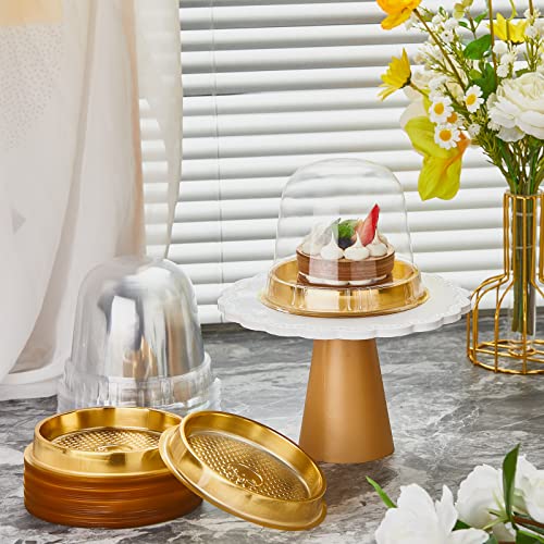 Mimorou 200 Pcs Individual Cupcake Boxes Clear Plastic Cupcake Containers Disposable Single Cupcake Holder With Lid Gold Tall #TOP5