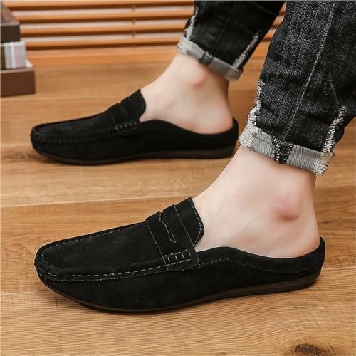 Loafers for Men Round Toe Suede Vamp Half Loafers Shoes Anti-Slip Flexible Comfortable Fashion Slip On4