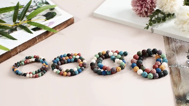 Tupalizy 60PCS Lava Stone Beads - 8mm Multicolor Gemstone Beads For Jewelry Making & Essential Oil Diffusing