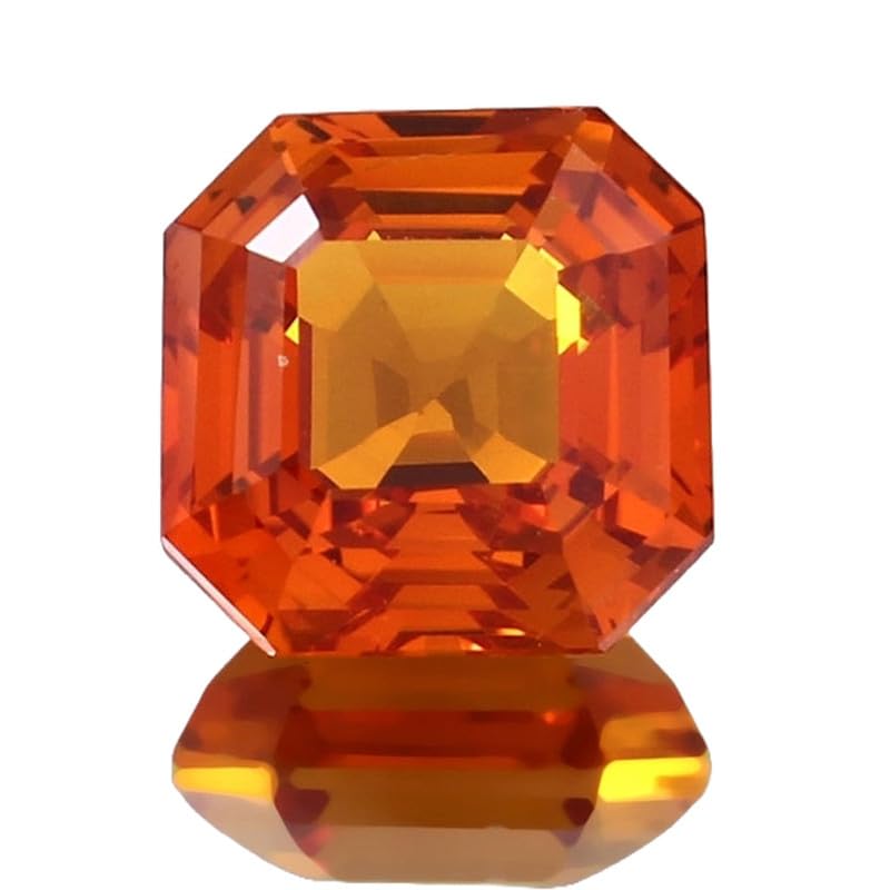 Saphir orange naturel Asscher 10x10 mm pour haute joaillerie unique