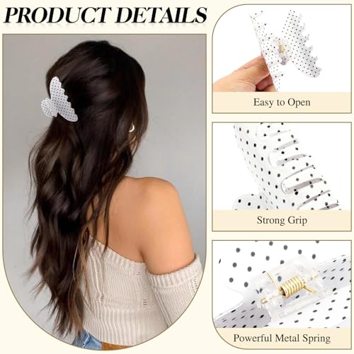 Pinzas para Cabello Atoden en Acrílico Negro y Blanco miniatura 5