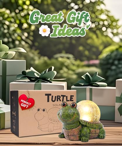 Nacome Solar Turtle Garden Statue Lights: Outdoor Figurine with Glass Ball Lighting Decorations Lawn Ornaments Porch Patio Balcony Yard - Birthday Gifts for Mom Grandma Women(Green) Nacome Solar Turtle Garden Statue Lights: Outdoor Figurine with Glass Ball Lighting Decorations Lawn Ornaments Porch Patio Balcony Yard - Birthday Gifts for Mom Grandma Women(Green) - Image 2