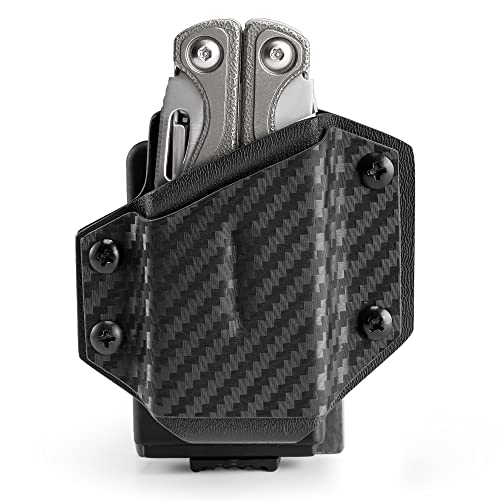 TACTICAL GEEK TX1 Multitool Sheath, EDC Multi Tool Sheath Holder Holster, Adjustable Sheath with Back Clip for Belt, Multi-Tool not Included (Carbon Fiber Grain)