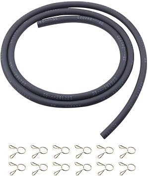 Tvent 1/8" Fuel Line Hose 6 Feet 3.5mm Gas Line with 10pcs Clamps For Honda 95001-35003-60M Fit GX390 Lawn Mowers Tractors Scooter ATV Golf Cart Motorcycle Snow Blowers Generator
