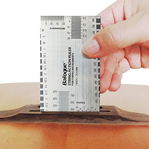Baroque Guitar Stringed Action Ruler Gauge Luthier Tool Setup or Repair for Electric Acoustic Guitar Bass Ukulele Banjo Mandolin Instrument (Stringed Action Ruler)