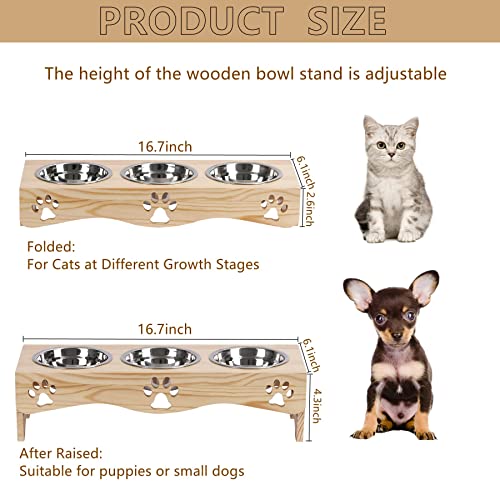 Jazuiha Elevated Cat Bowls, Raised Cat Food Bowl Set Stainless Pet Dishes Feeder With Wooden Stand, Food And Water Bowl For Cat And Small Dog (Wood Color) #TOP5