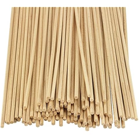 trendmarkt24 Holzstäbe Ø 4mm x 50 cm Set rund 90 Stück Buche Rundholzstäbe 50 cm Cover