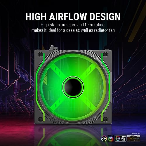 Image of Ant Esports Crystaflow 3 in 1 120mm ARGB Case Fan Kit with ARGB Controller, 2000 RPM, 58.23 CFM Airflow - Black