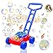 Sunshine smile Maquina de Burbujas, Máquina Burbujas Cortacésped, Juguete Burbujas Jardin niños, Portátil Máquina de Burbujas, Juguete Burbujas automática Cortacésped (Azul Rojo)