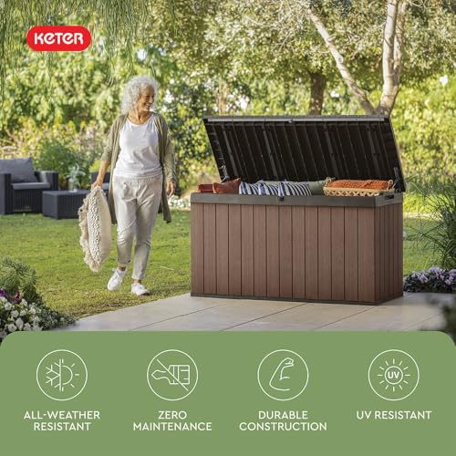 Image of Keter Darwin 150 Gallon Resin Large Deck Box - Organization and Storage for Patio Furniture, Outdoor Cushions, Garden Tools and Pool Gear