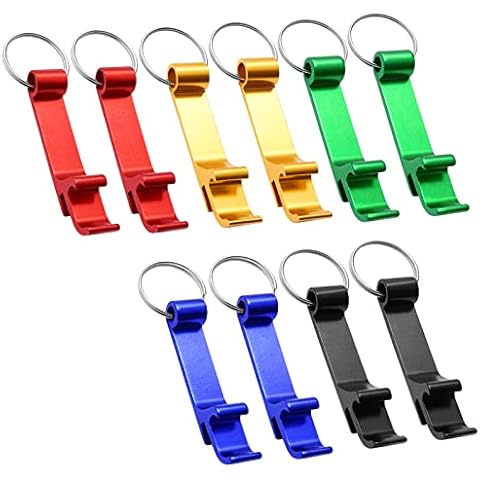 10 Piezas Llavero Abrebotellas de Aluminio Portátil, Abridor de Botellas de Cerveza, Llavero Cerveza Botellin para Bebida Cover