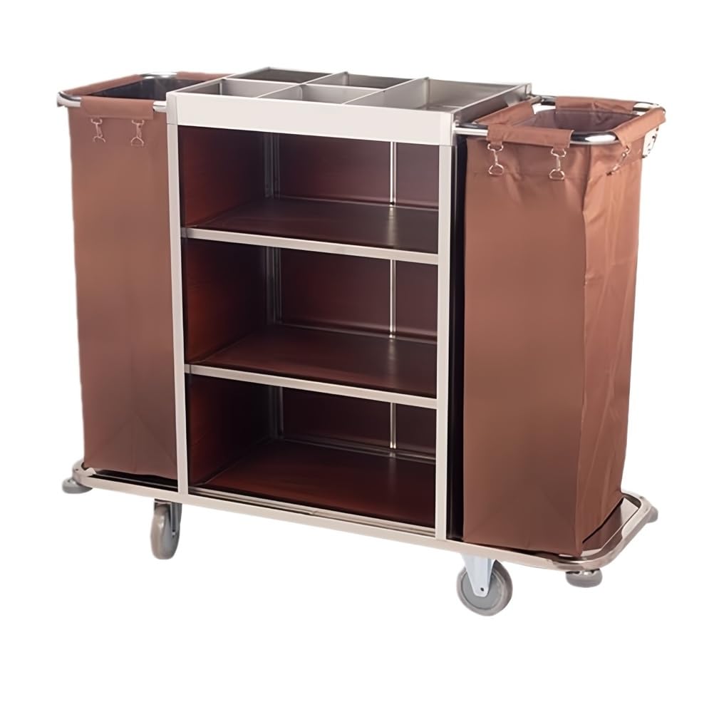 Carrello multiuso per la pulizia con sacchetti di tela rimovibili, ruote di bloccaggio, ideale per hotel e appartamenti, versatile carrello multiuso per una pulizia efficiente