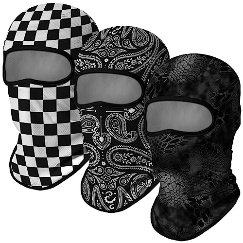 Image of Red Plume 3PCS Balaclava Full Face Mask Ski Mask UV Protection Cover Motorcycle Full Face Mask for Men Women Outdoor Sports
