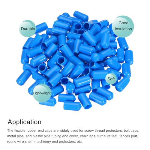 Image of MECCANIXITY 100pcs 10mm(3 /8 inch) Rubber End Caps Cover PVC Vinyl Screw Thread Protector Round Wire Shelf Caps for Screw Bolt Pipe Fence Post, Light Blue