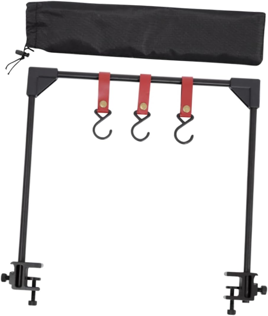Hemoton 1set Outdoor Aluminum Alloy Hanging Storage Rack for Camping Portable Lantern Stand Sturdy Hook Compact Design for Home and Garden Use Black Color