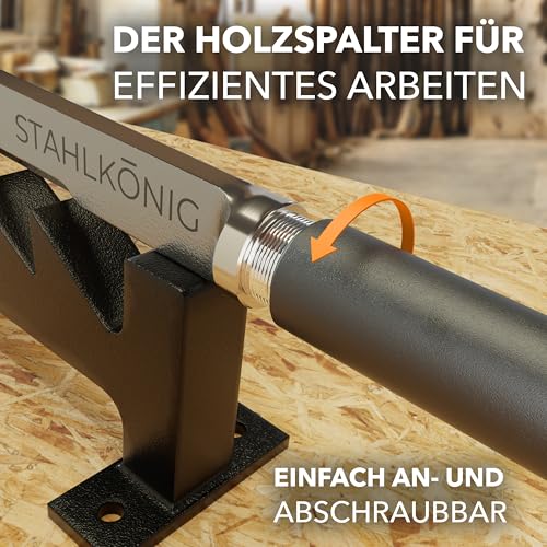 STAHLKÖNIG® Holzspalter Manuell | Rostfrei und langlebig durch galvanisierte Klinge | Anzündholz Spalter mit 40cm Griff für müheloses Spalten