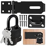 Stainless Steel Padlock Hasp with Screws, 4 Inch Heavy Duty Padlock Hasp and Waterproof Door Lock, Shed Lock Latch Staple for Bedroom Bathroom Cabinet Pet Cage