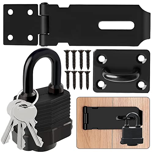Stainless Steel Padlock Hasp with Screws 4 Inch Heavy Duty Padlock Hasp and Waterproof Door Lock Shed Lock Latch Staple for Bedroom Bathroom Cabinet Pet Cage
