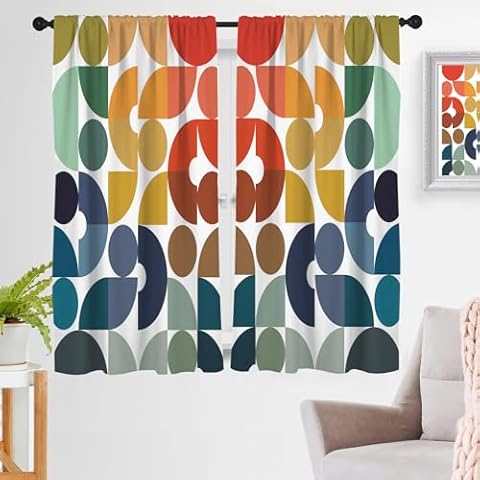 zokyer Colourful Rainbow Geometric Curtains Cover