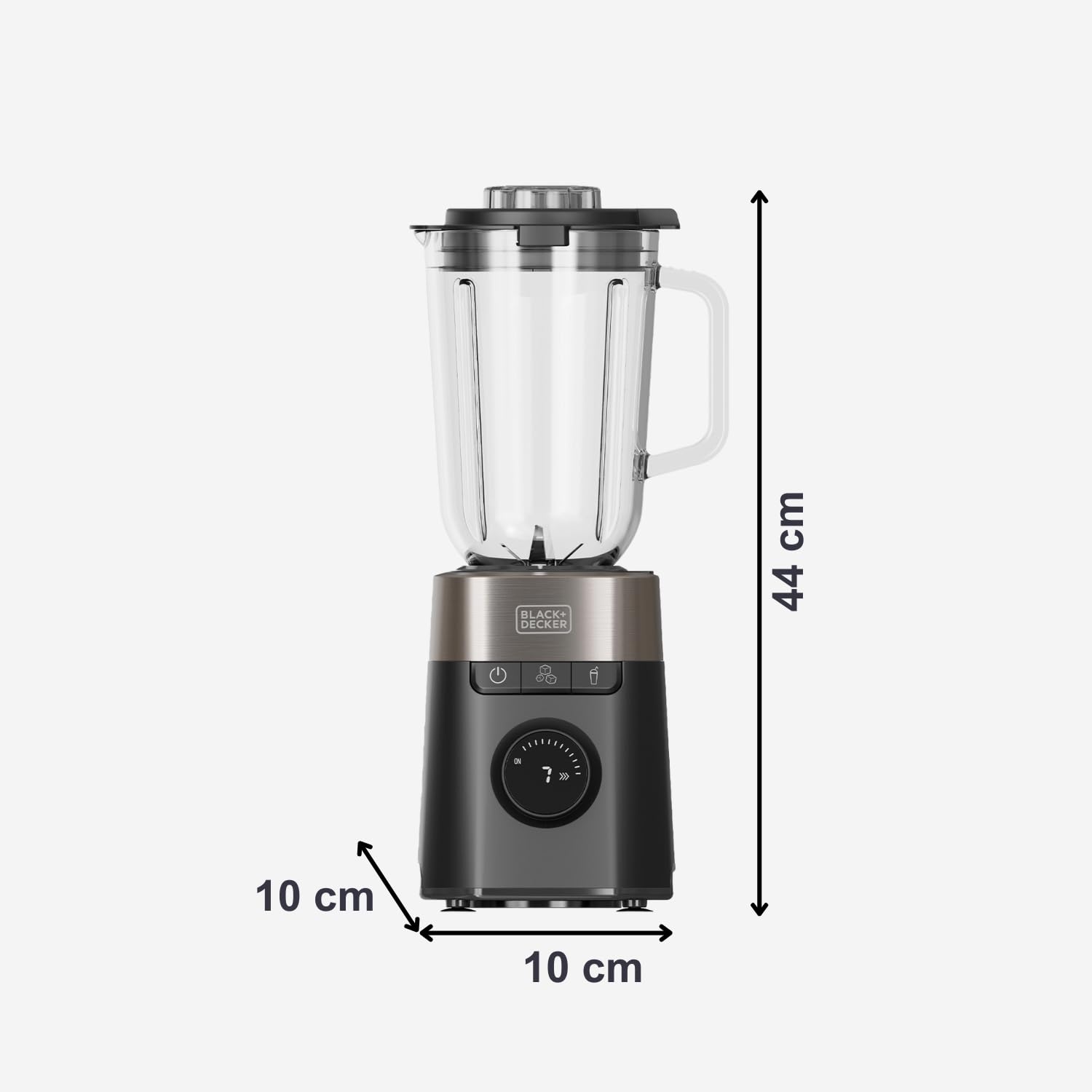 Black+Decker - BXJB1201E 1200 W blender stołowy | szklany dzbanek 2,2 l, 8 prędkości, 6 ostrzy ze stali nierdzewnej, funkcja Pulse, smoothie i siekacz do lodu, wyświetlacz LED | system bezpieczeństwa