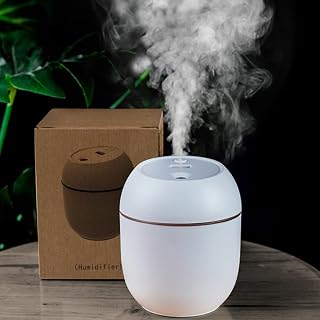 250ml USB Mini Humidifier Car Air Freshener Essential Oil Diffuser with Colorful LED Light 2 Modes Car Home USB Fogger Mister (White)