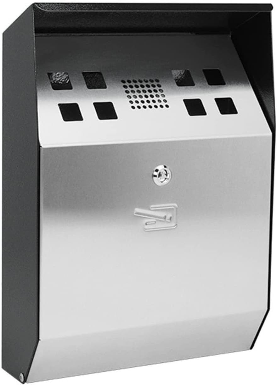 Wall Mounted Ashtray,304 Stainless Steel Wall Standing Ashtray, Commercial Outdoor Cigarette Bin, Metal Ash Tray, Cigarette Smoking Holder Ash Bin for Indoor and Outdoor