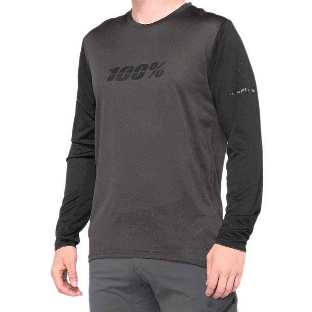 100% MTB Ridecamp - Maglia a maniche lunghe, colore: nero/carbone