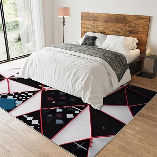 Tapis de salon style moderne imprimé abstrait avec envers antidérapant - 3