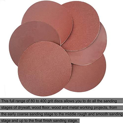 Image of 18 PCS 12 inch PSA Sanding Discs - 3 Each of 80, 100, 120, 180, 240, 400 Grit - 12 Inch Sandpaper Discs with PSA Self Adhesive for Drywall, Floor, Woodworking, Auto for Power Sander
