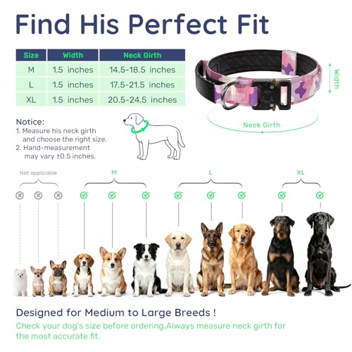 Image of Premium Tactical Dog Collar - Adjustable Military Heavy Duty Dog Collar for Medium Large Dogs - Durable Metal Buckle Dog Collar with Leather Control Handle and Soft Comfortable Padding