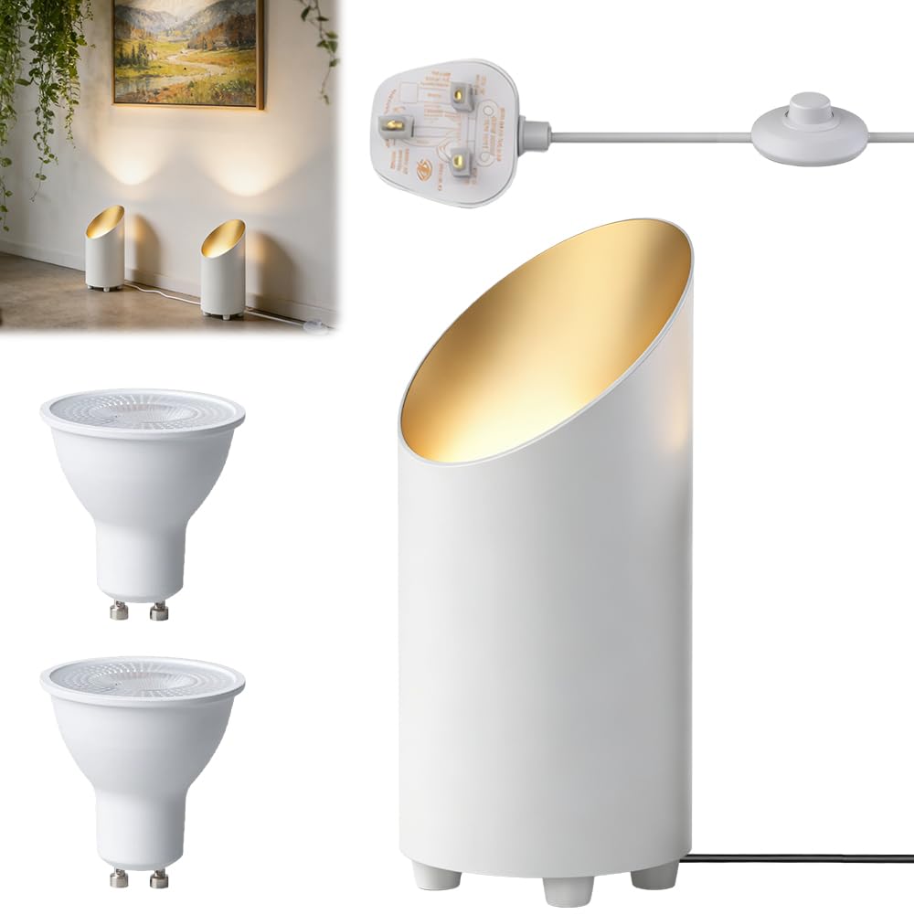 HOVCEH Floor Uplighter, 2 Pack Uplighters for Living Room, 5W Uplighter Lamp with 6.5 FT Plug Cord & Foot Switch, Spot Lights Indoor for Home Accent Lighting Plants or Artwork (White*1)