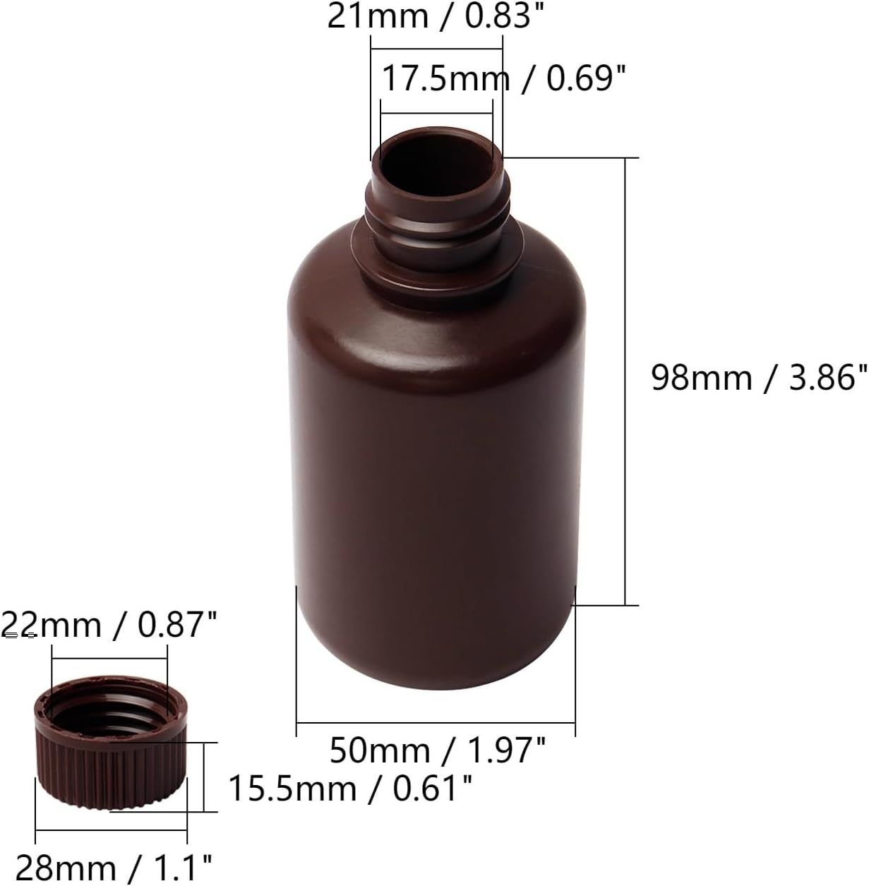 Aicosineg 8Pcs 4.22oz Plastic Bottles Lab Chemical Reagent Bottles 125ml Small Mouth Liquid Solid Round Bottles Sample Storage Container Sealing Storage Bottles with Cap for Food Stores Brown