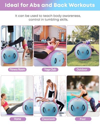 Image of Air Barrel - Air Roller Gymnastics Barrel for Back Handspring Trainer, Air Tumble Mat with Pump for Gym Training /Yoga Balance Exercise /Cheerleading /Home and Outdoor Use